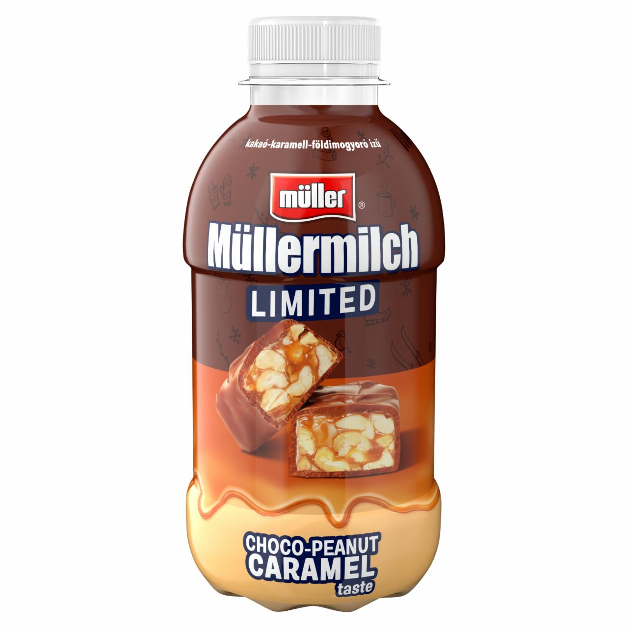 Képek - Müller Müllermilch kakaó-karamell-földimogyoró ízű zsírszegény tejital 400 g 