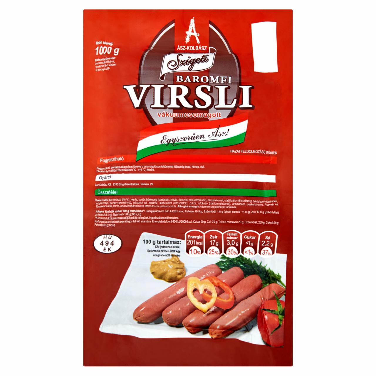 Képek - Ász-Kolbász Szigeti baromfi virsli 1000 g