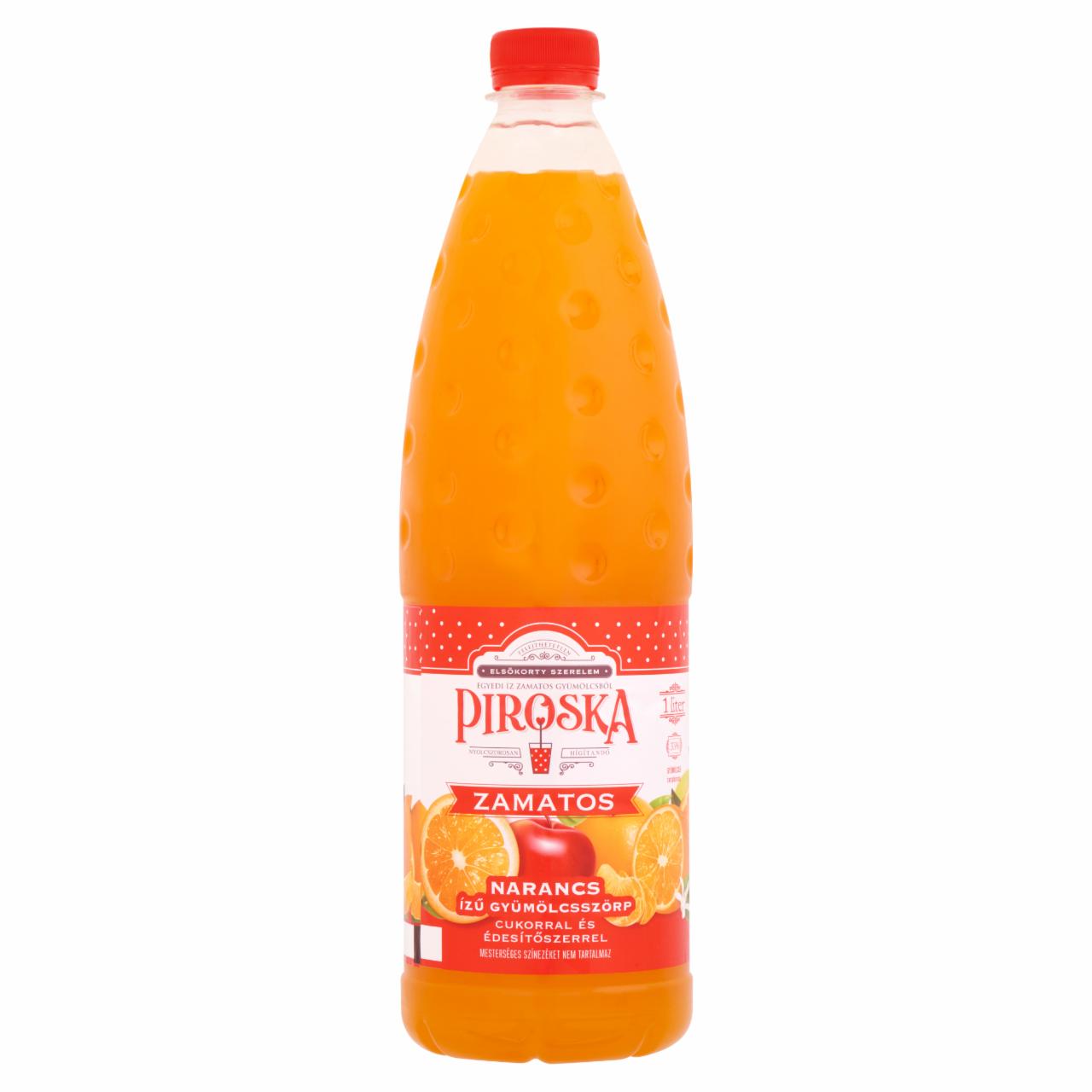 Képek - Piroska narancs ízű gyümölcsszörp cukorral és édesítőszerrel 1 l