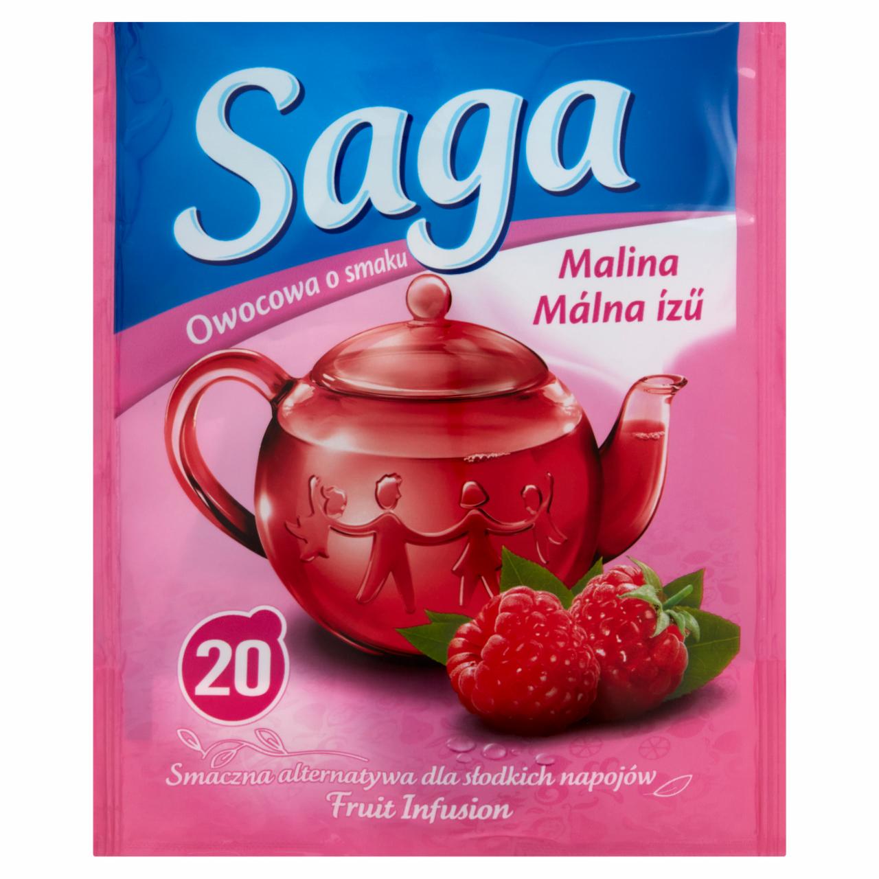 Képek - Saga málna ízű gyümölcstea 20 teafilter 34 g
