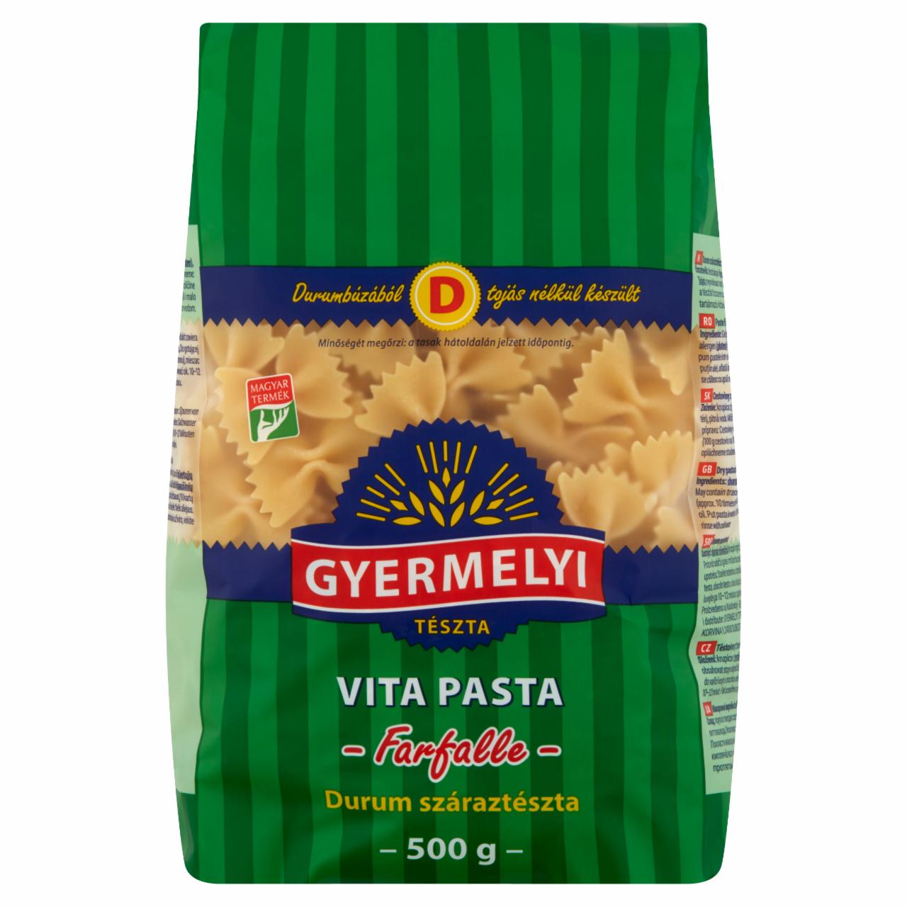 Képek - Gyermelyi Vita Pasta Farfalle durum száraztészta 500 g