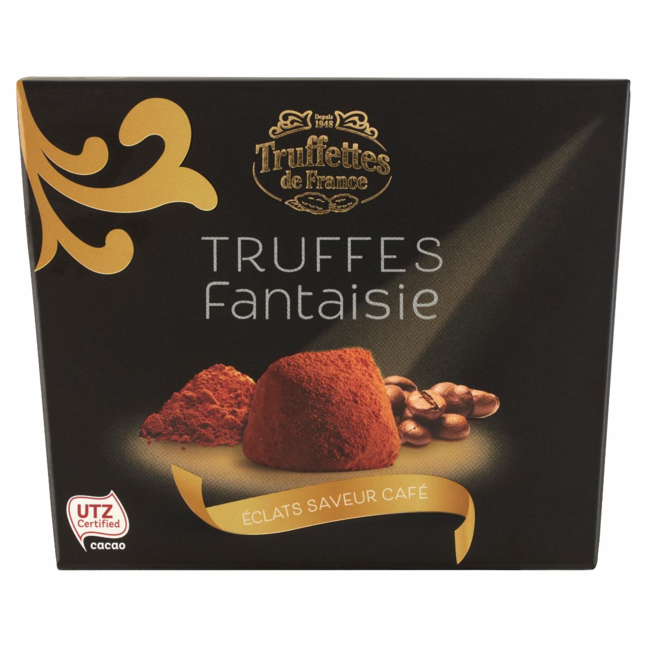 Képek - Truffettes de France kakaóporral borított trüffel kávé ízesítésű kakaóbab törettel 200 g