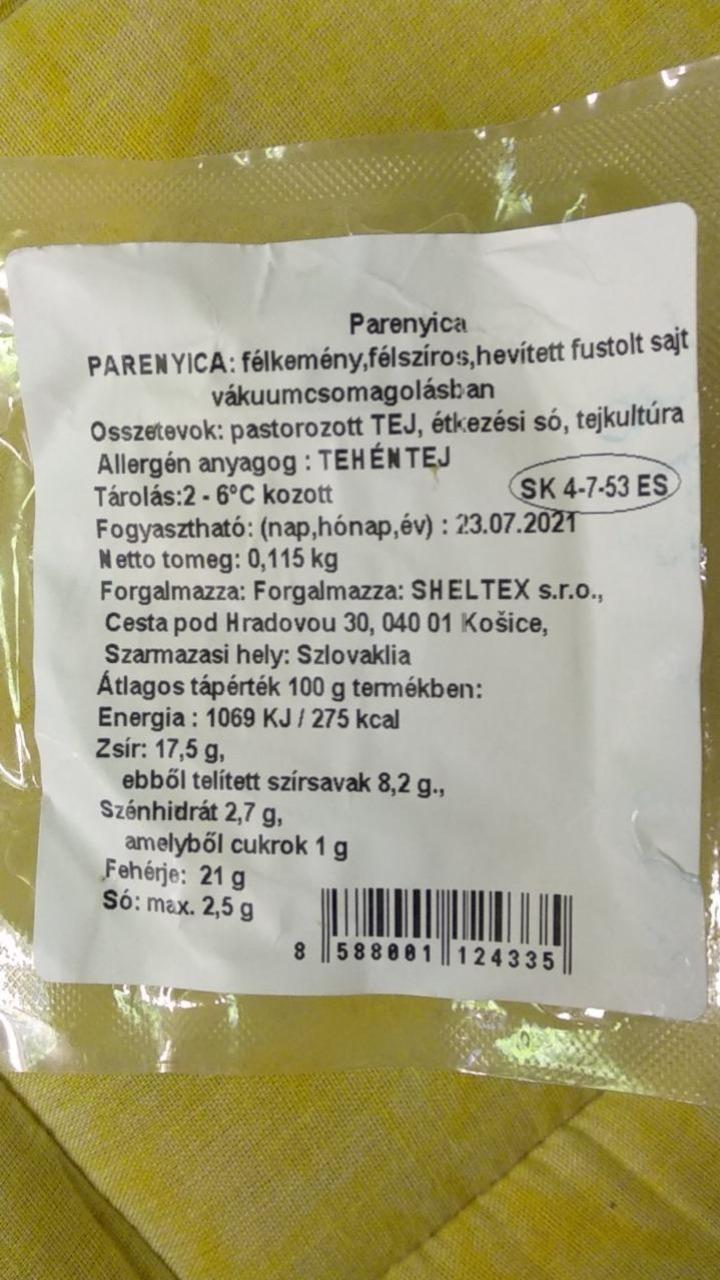 Képek - Parenyica félkemény, félzsíros, hevített füstölt sajt vákumcsomagolásban Sheltex