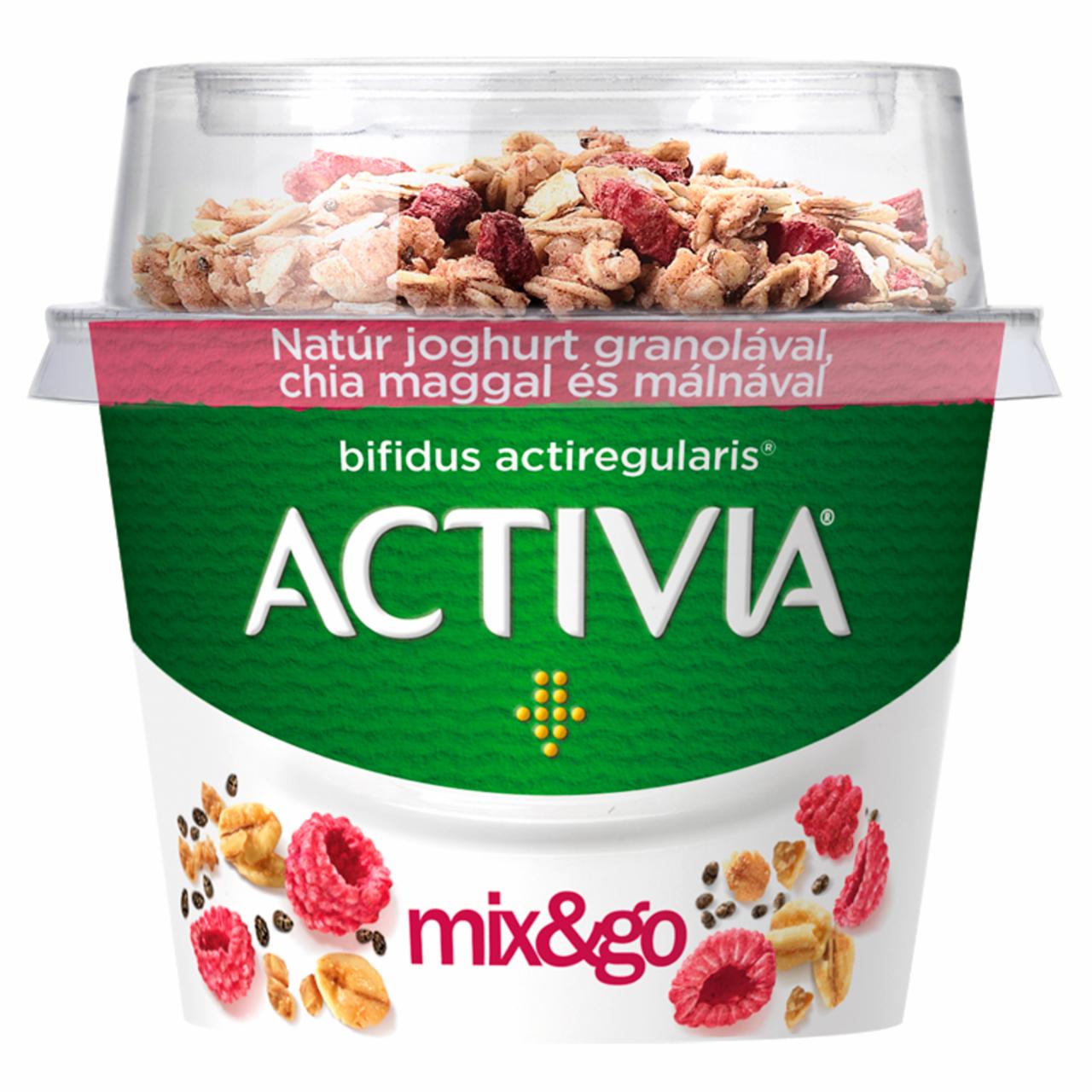 Képek - Danone Activia mix&go natúr joghurt granolával, chia maggal és málnával 170 g