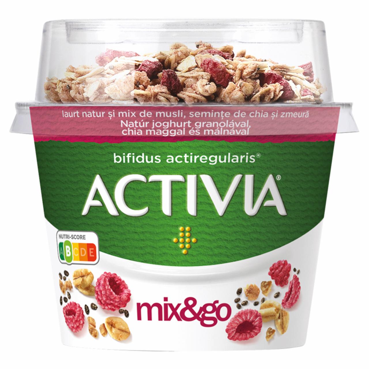 Képek - Danone Activia mix&go natúr joghurt granolával, chia maggal és málnával 170 g