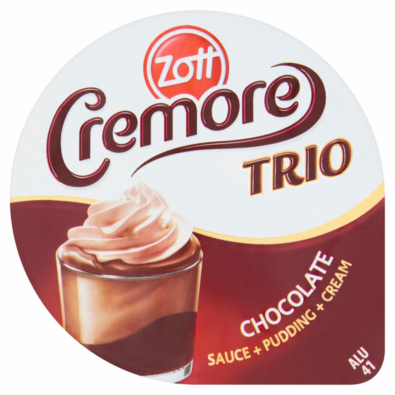 Képek - Zott Cremore Trio csokoládés puding csokoládés szósszal és kakaós tejszínhabbal 150 g