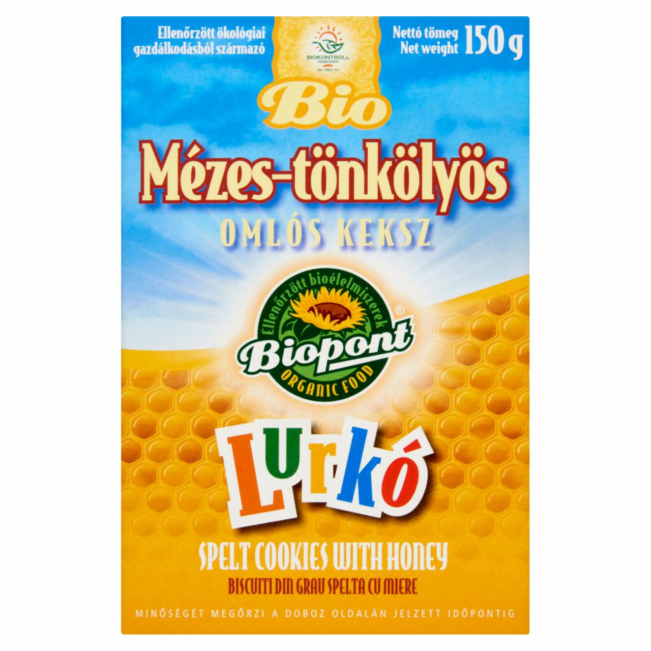 Képek - Biopont Lurkó BIO mézes-tönkölyös omlós keksz 150 g