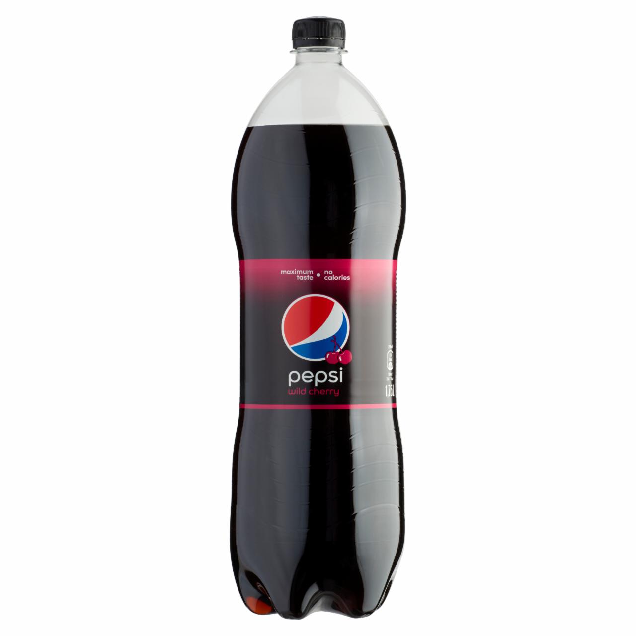 Képek - Pepsi Wild Cherry colaízű energiamentes szénsavas üdítőital édesítőszerrel, meggy ízesítéssel 1,75 l