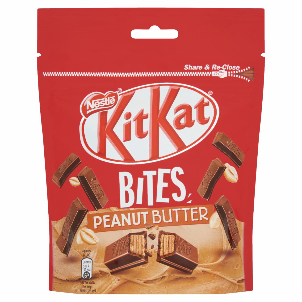 Képek - KitKat Bites Peanut Butter földimogyorós krémmel töltött ropogós ostya tejcsokoládéban 104 g