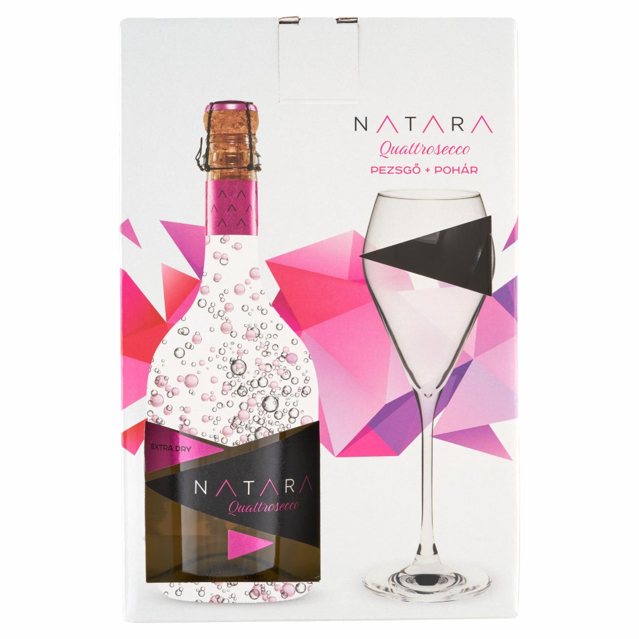 Képek - Natara Quattrosecco Extra Dry fehér pezsgő 11,5% 750 ml + pohár