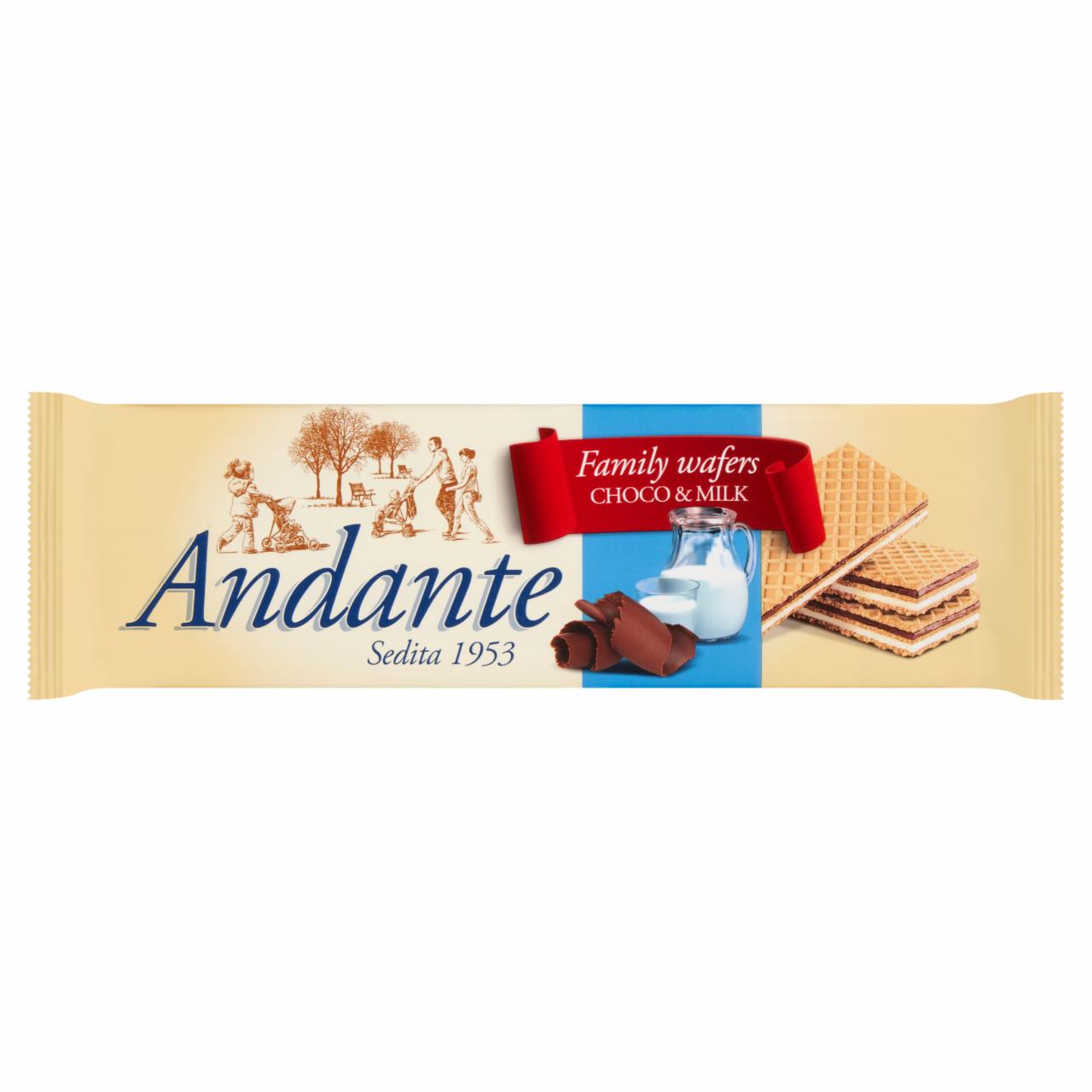Képek - Andante kakaós-csokoládés és tejes krémmel töltött ostya 130 g