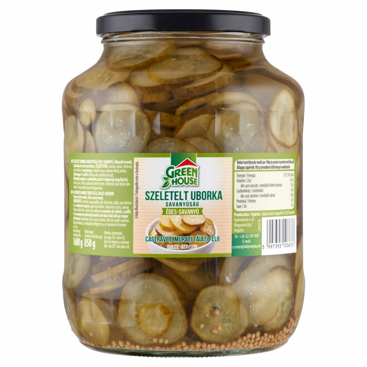 Képek - Green House édes-savanyú szeletelt uborka savanyúság 1600 g