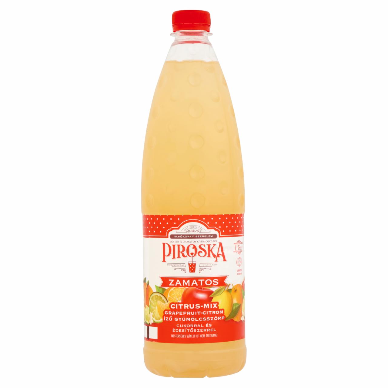 Képek - Piroska Citrus-Mix grapefruit-citrom ízű gyümölcsszörp cukorral és édesítőszerrel 1 l
