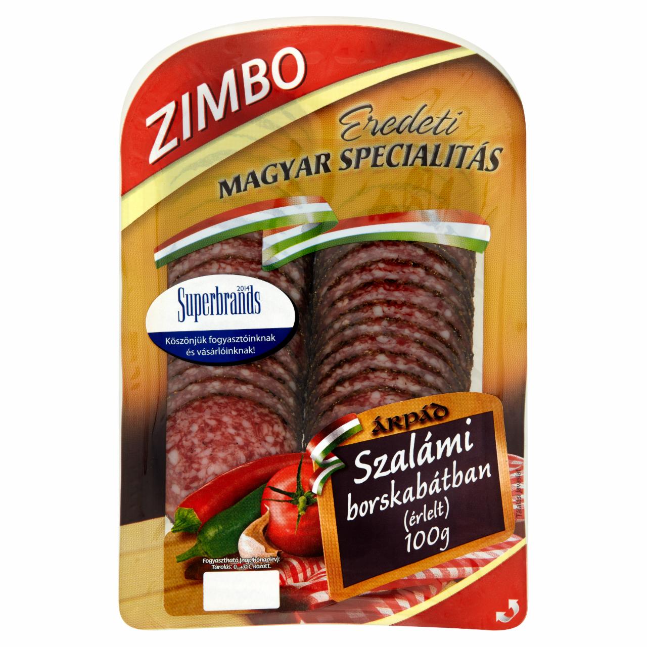 Képek - Zimbo Árpád szeletelt szalámi borskabátban 100 g