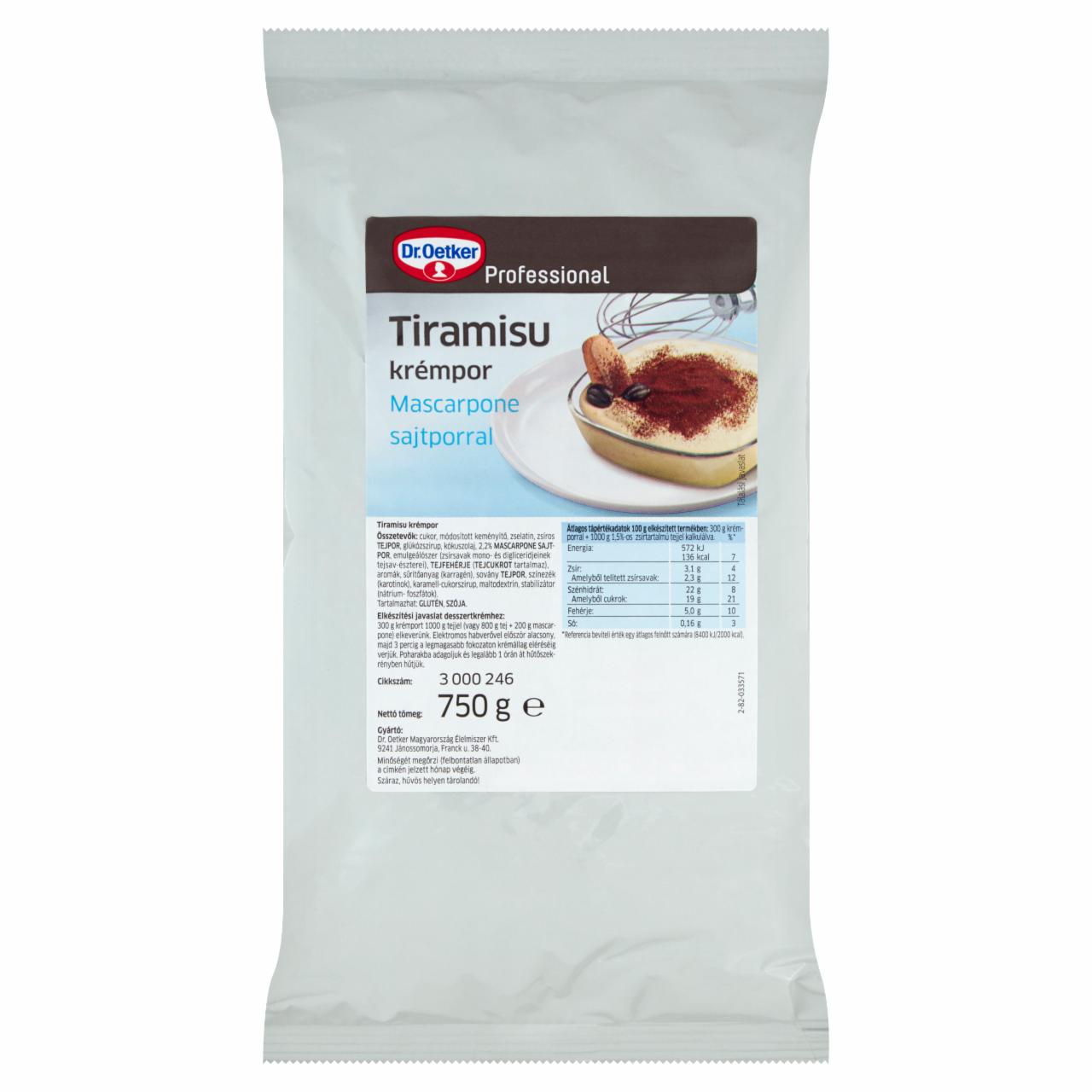 Képek - Dr. Oetker Professional tiramisu krémpor mascarpone sajtporral 750 g