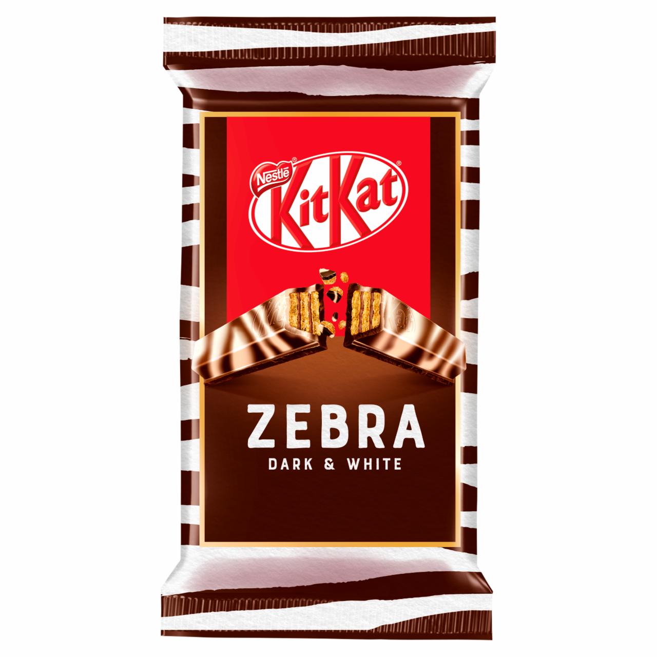 Képek - KitKat Zebra ropogós ostya étcsokoládéban és fehér csokoládéban 41,5 g