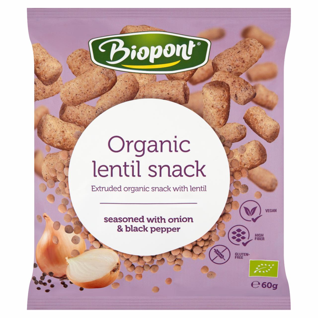 Képek - Biopont gluténmentes, hagymás-borsos extrudált bio lencse 60 g