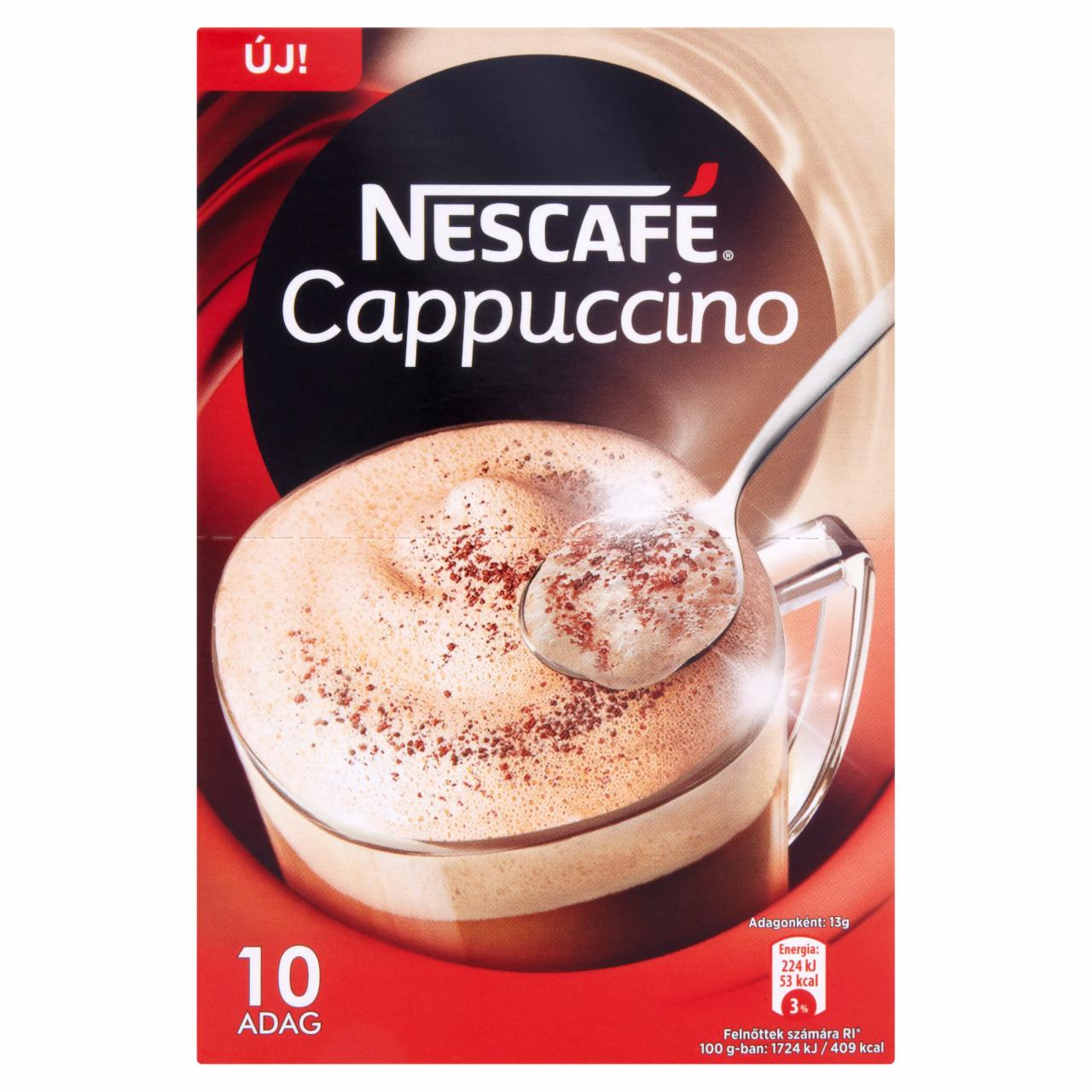 Képek - Nescafé Cappuccino azonnal oldódó kávéspecialitás sovány tejporral 10 x 13 g