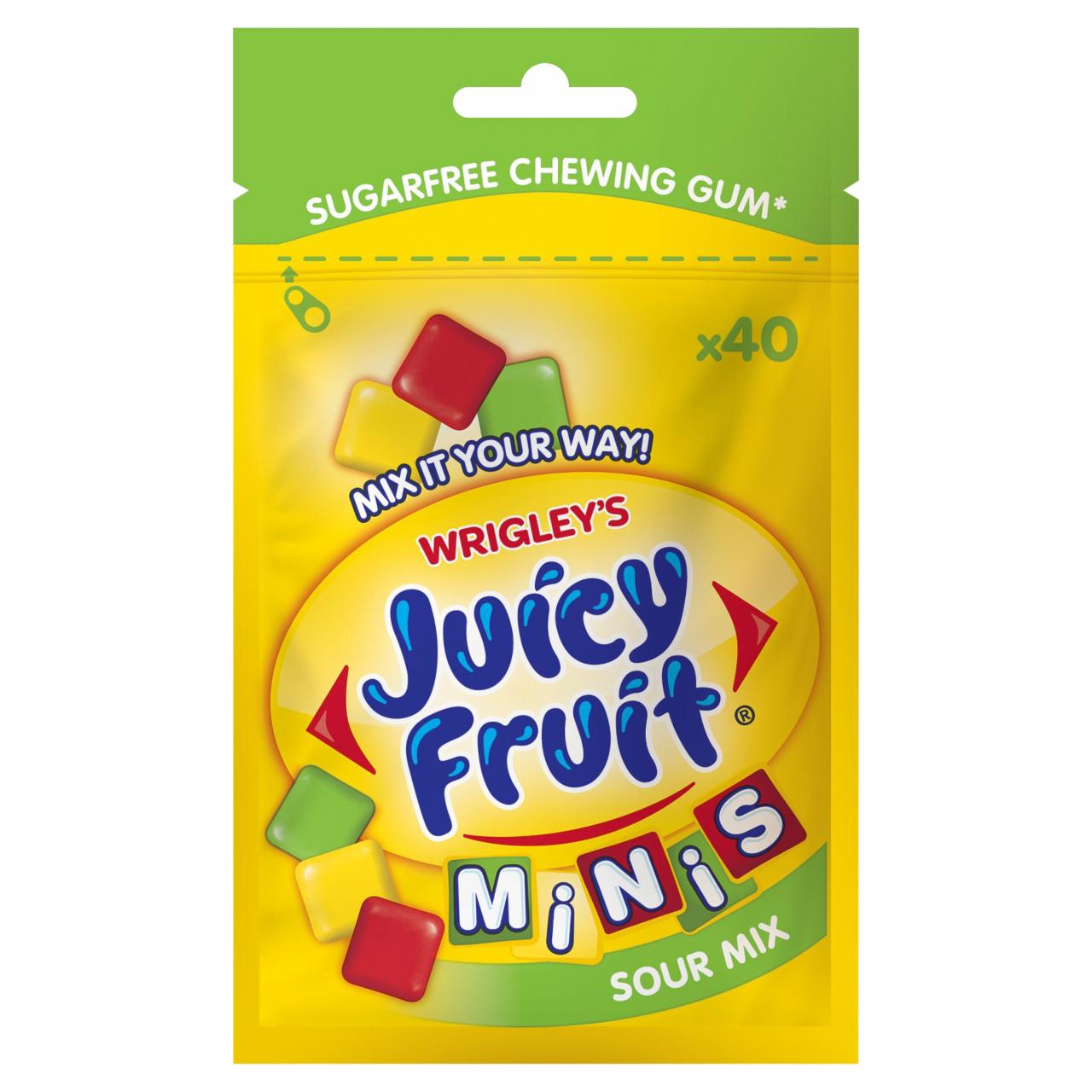 Képek - Juicy Fruit Minis Sour Mix savanyú gyümölcsízű rágógumi 28 g