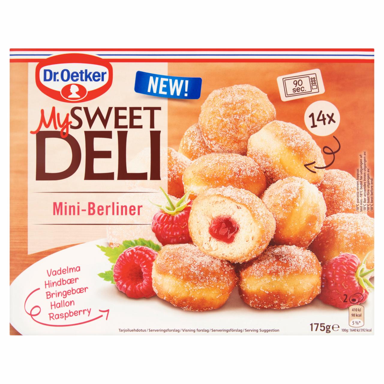 Képek - Dr. Oetker My Sweet Deli Mini-Berliner gyorsfagyasztott élesztős fánktészta málnával töltve 175 g