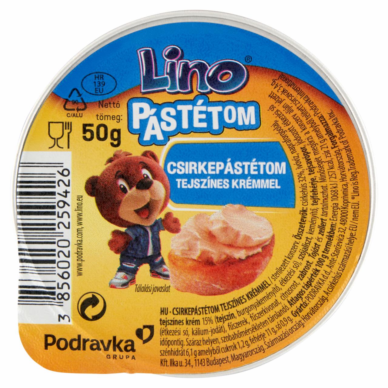 Képek - Podravka Lino Pástétom csirkepástétom tejszínes krémmel 50 g