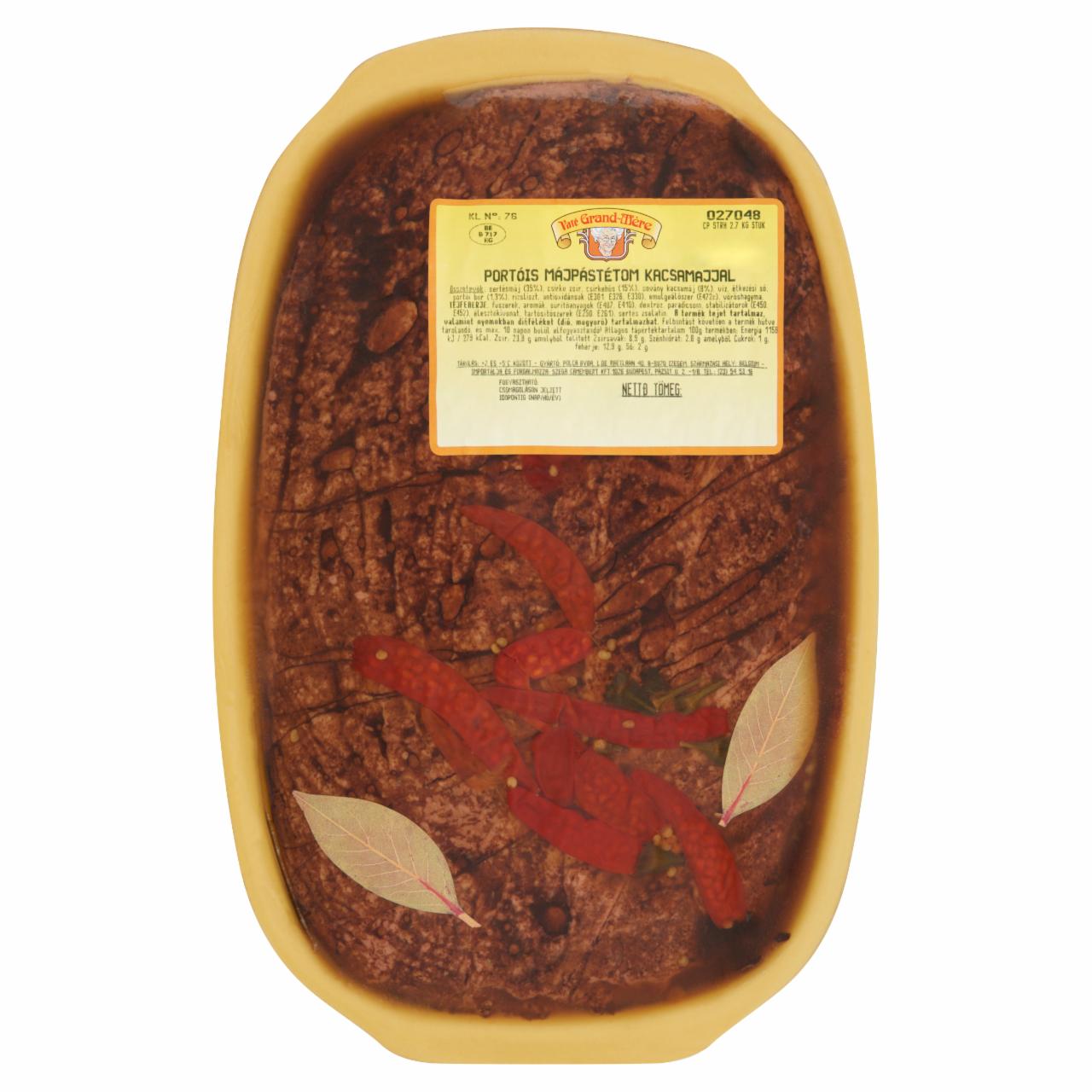 Képek - Paté Grand-Mère portóis májpástétom kacsamájjal 2,7 kg