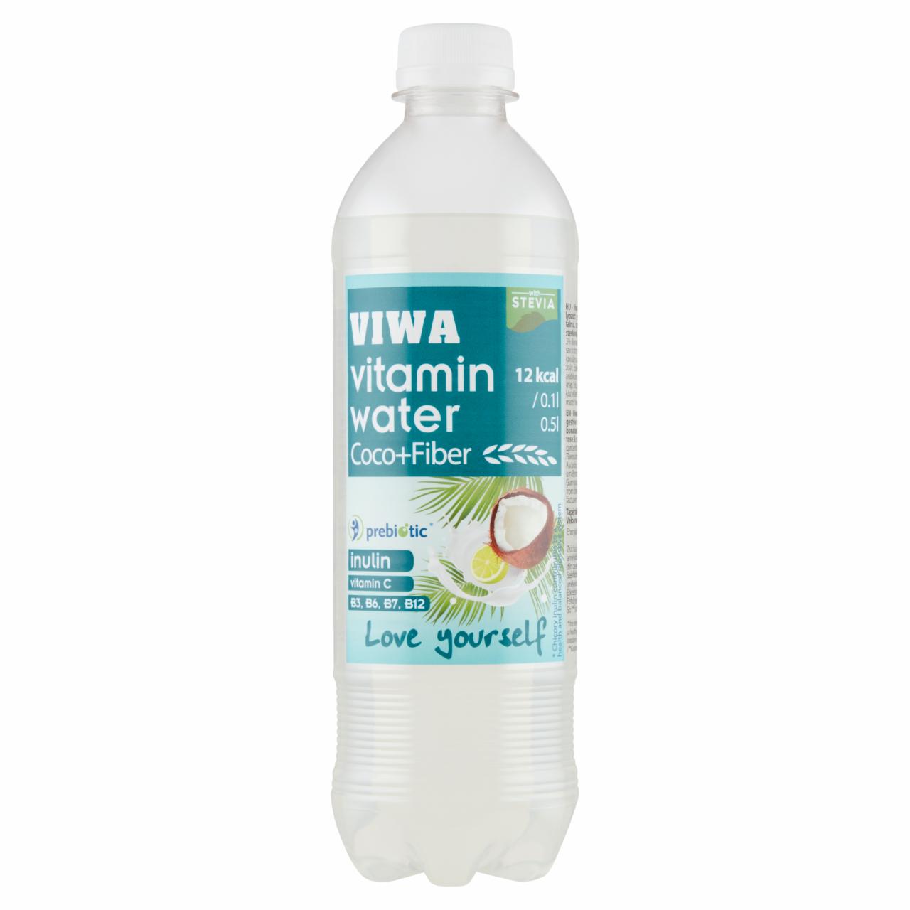 Képek - Viwa Vitaminwater Coco+Fiber Coconut Lemon csökkentett energiatartalmú szénsavmentes üdítőital 0,5 l