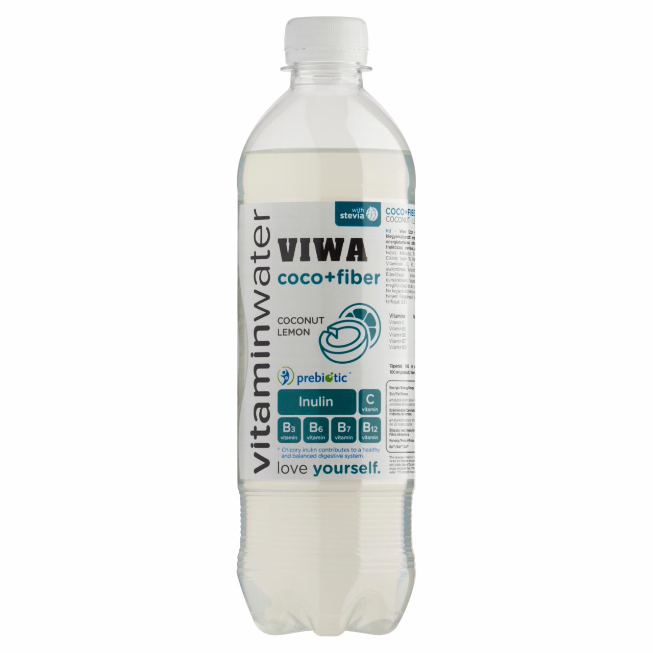 Képek - Viwa Vitaminwater Coco+Fiber Coconut Lemon csökkentett energiatartalmú szénsavmentes üdítőital 0,5 l