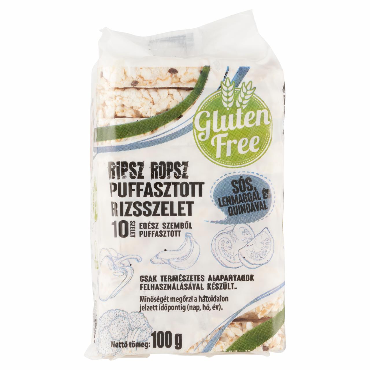 Képek - Ripsz Ropsz puffasztott rizsszelet sós, lenmaggal és quinoával 100 g