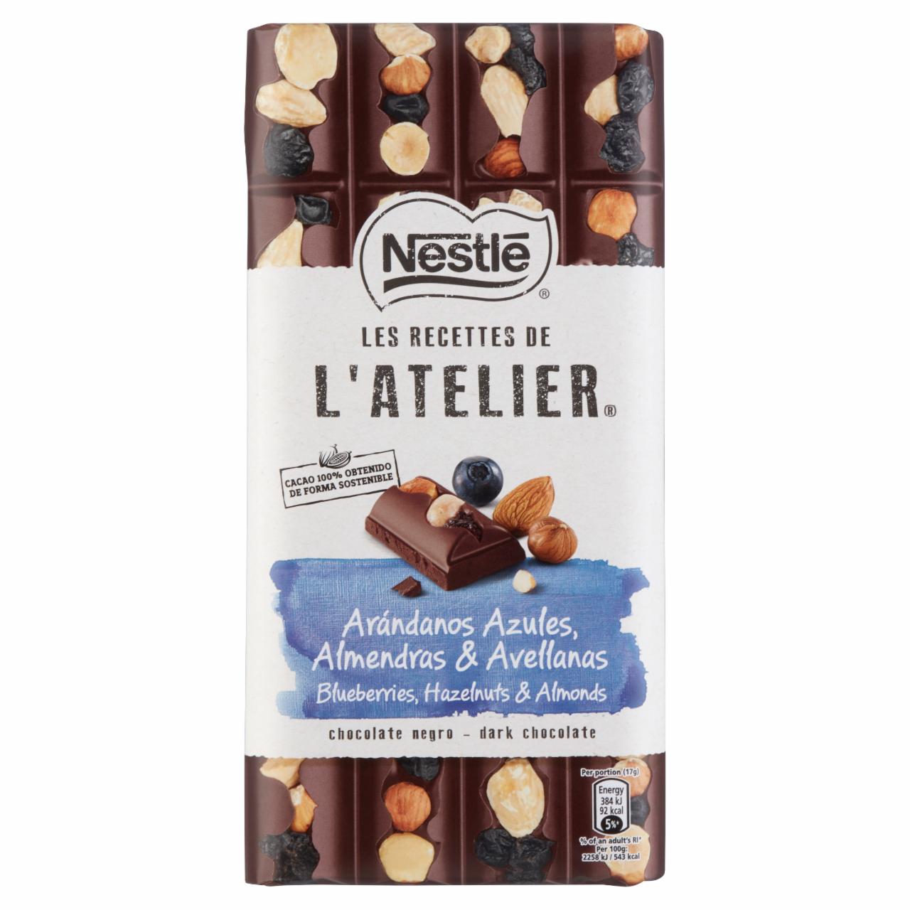 Képek - Nestlé L'Atelier étcsokoládé kandírozott áfonyával, mogyoróval és mandulával 170 g