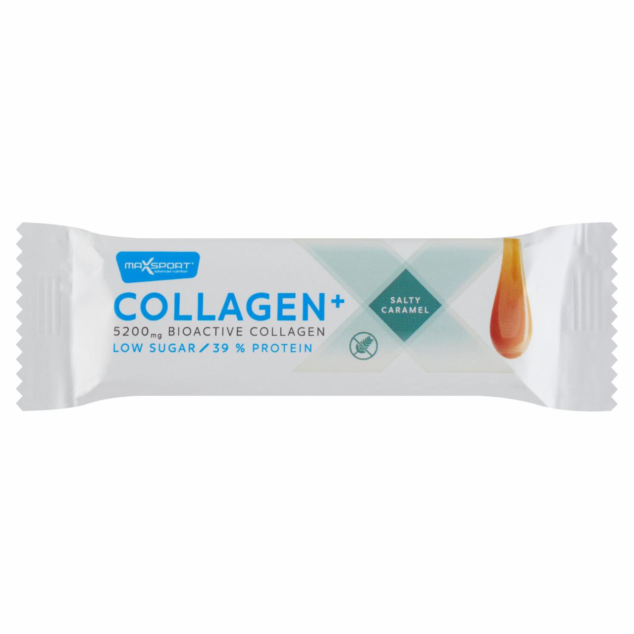 Képek - MaxSport Collagen+ sós karamellás protein szelet kollagénnel tejcsokoládé bevonatban 40 g