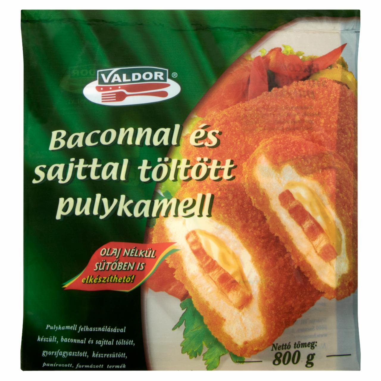 Képek - Valdor gyorsfagyasztott, készresütött, panírozott, baconnal és sajttal töltött pulykamell 800 g