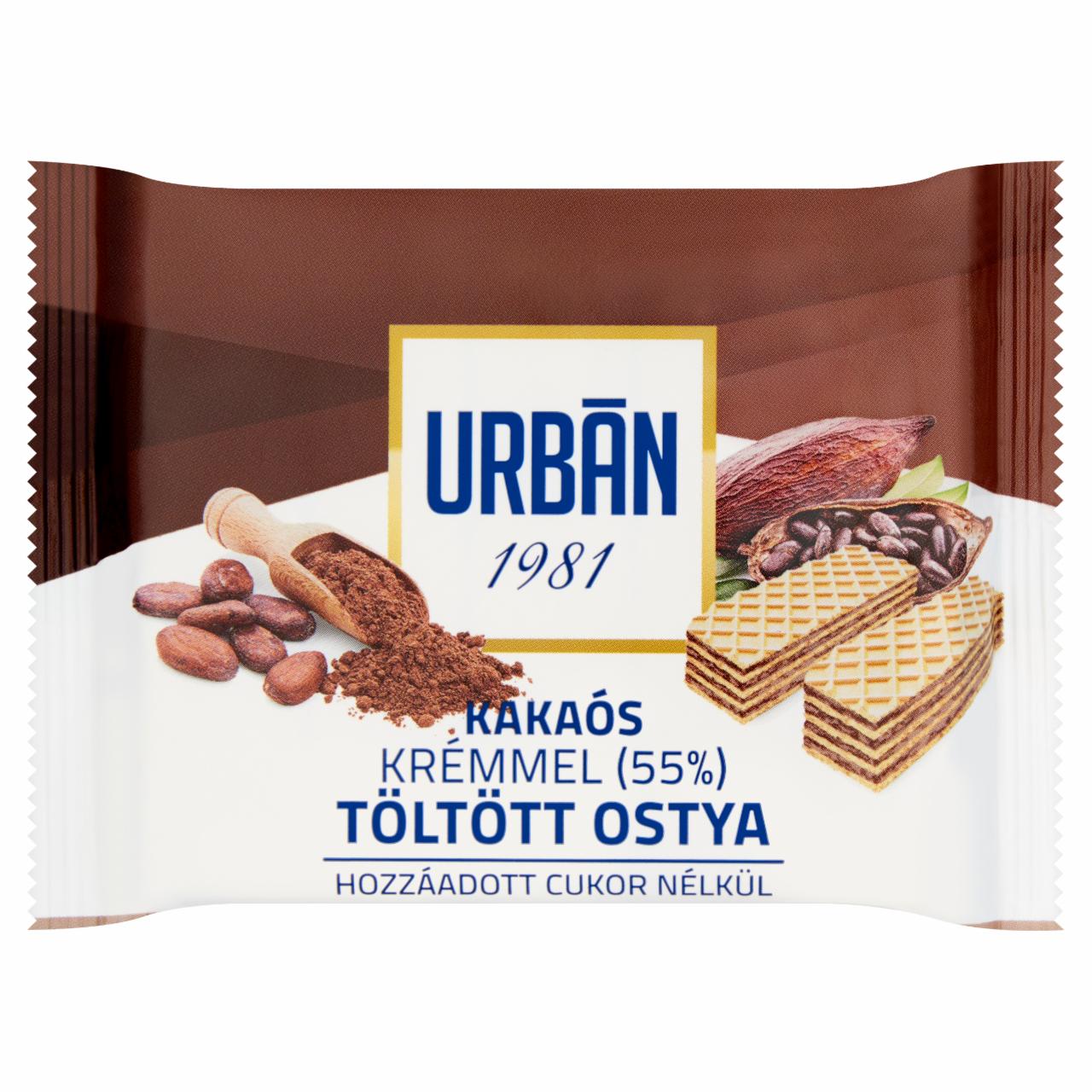 Képek - Urbán kakaós krémmel töltött ostya hozzáadott cukor nélkül, édesítőszerrel 65 g