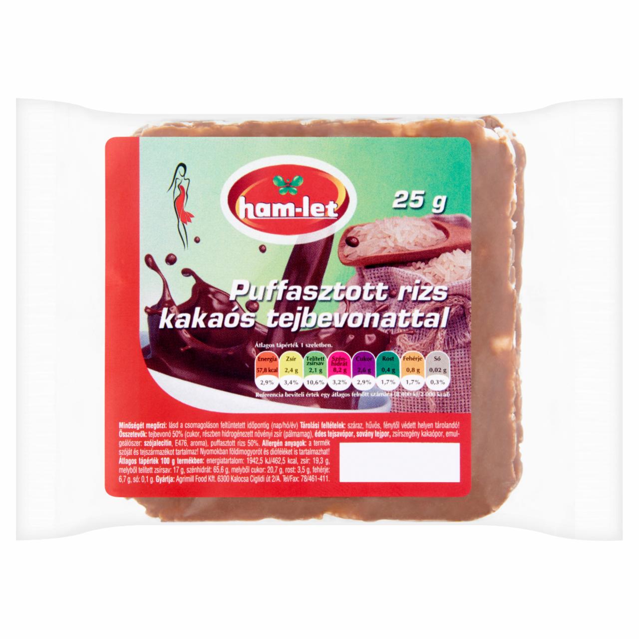 Képek - Ham-let puffasztott rizs kakaós tejbevonattal 25 g