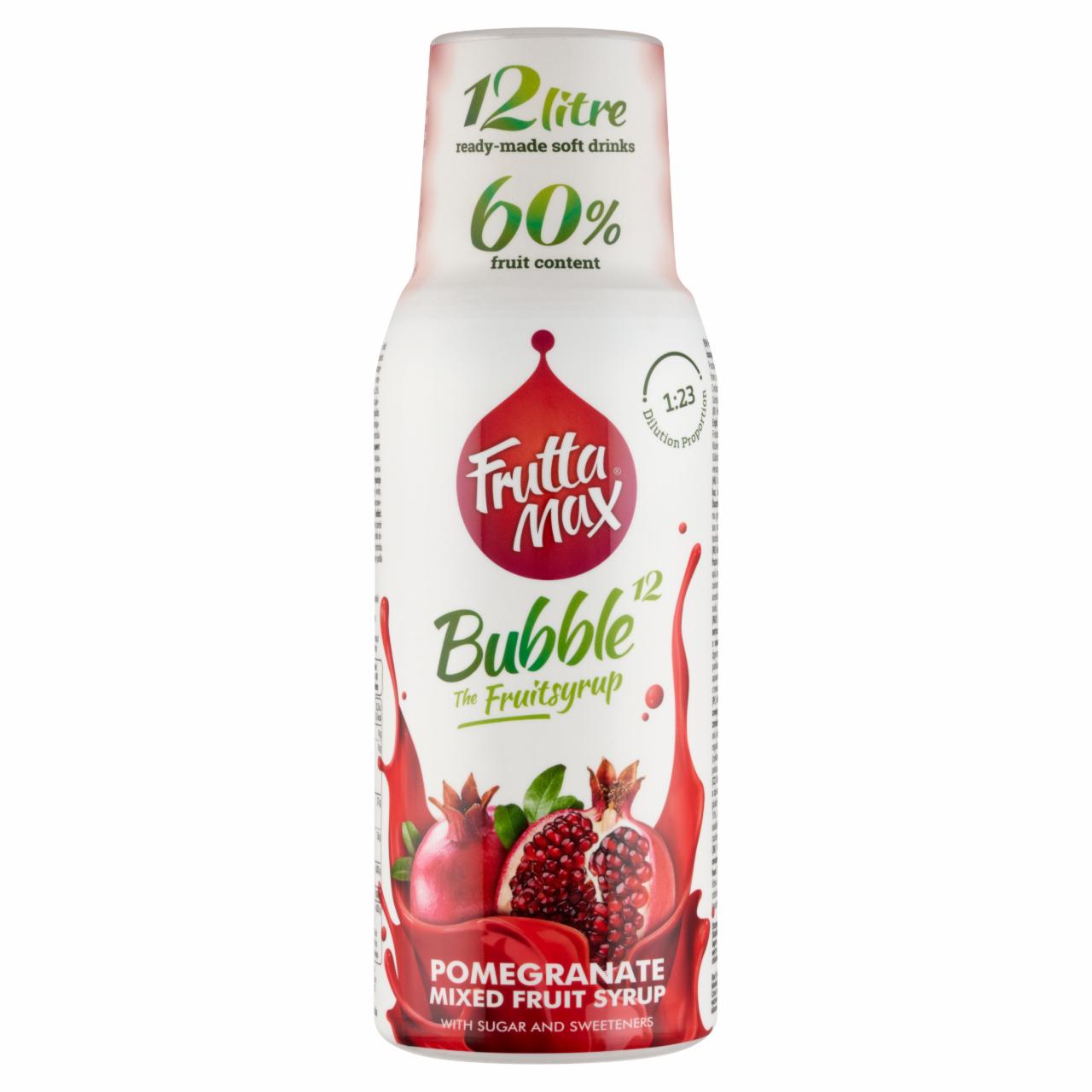 Képek - FruttaMax Bubble¹² gránátalma vegyes gyümölcsszörp izocukorral és édesítőszerekkel 500 ml