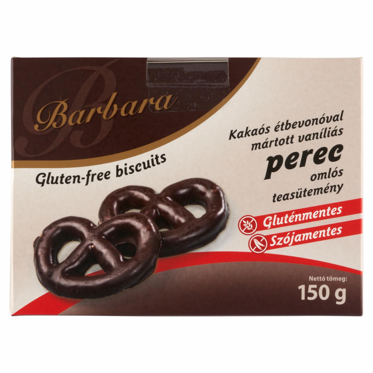 Képek - Barbara gluténmentes kakaós étbevonóval mártott vaníliás perec omlós teasütemény 150 g