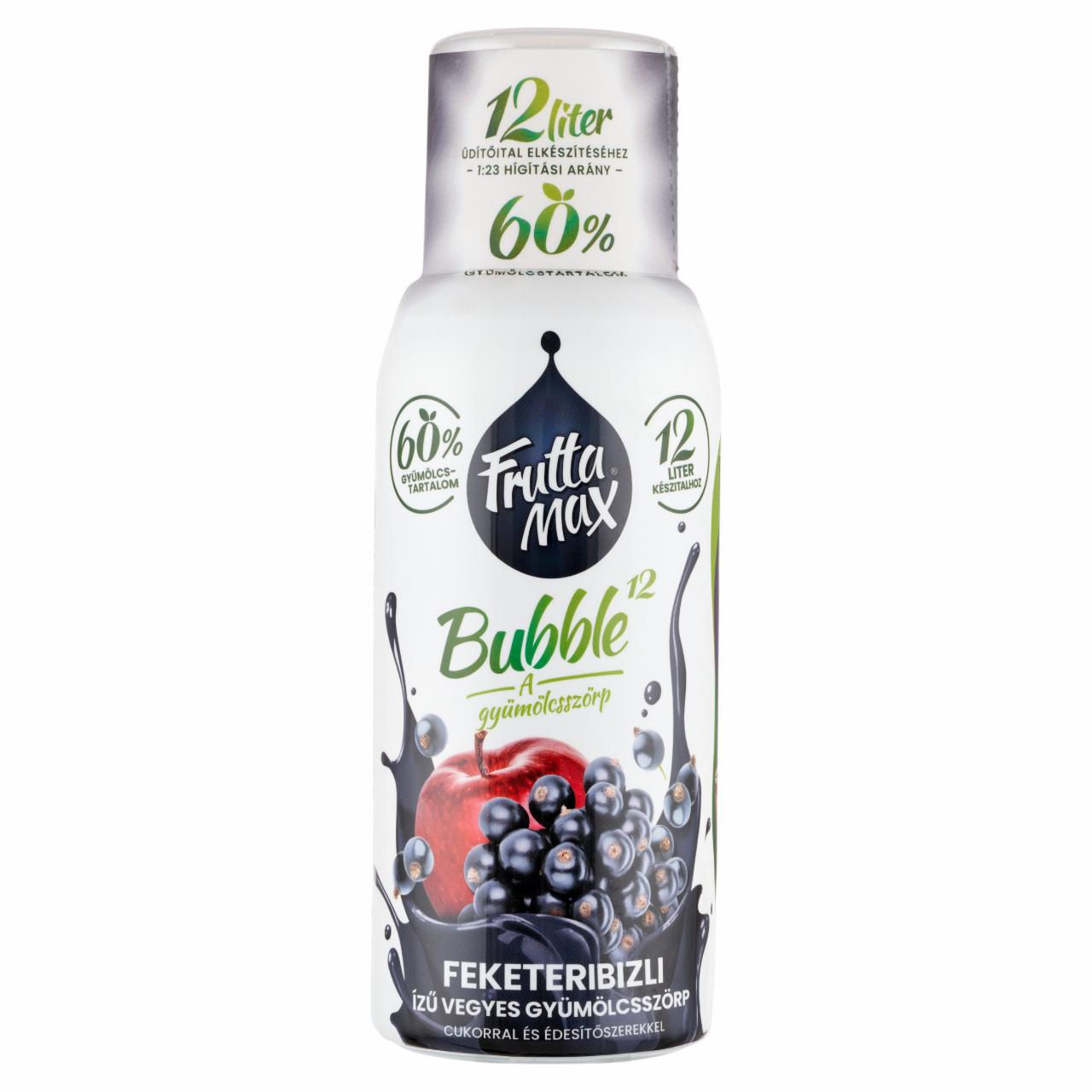 Képek - FruttaMax Bubble¹² feketeribizli ízű vegyes gyümölcsszörp cukorral és édesítőszerekkel 500 ml 