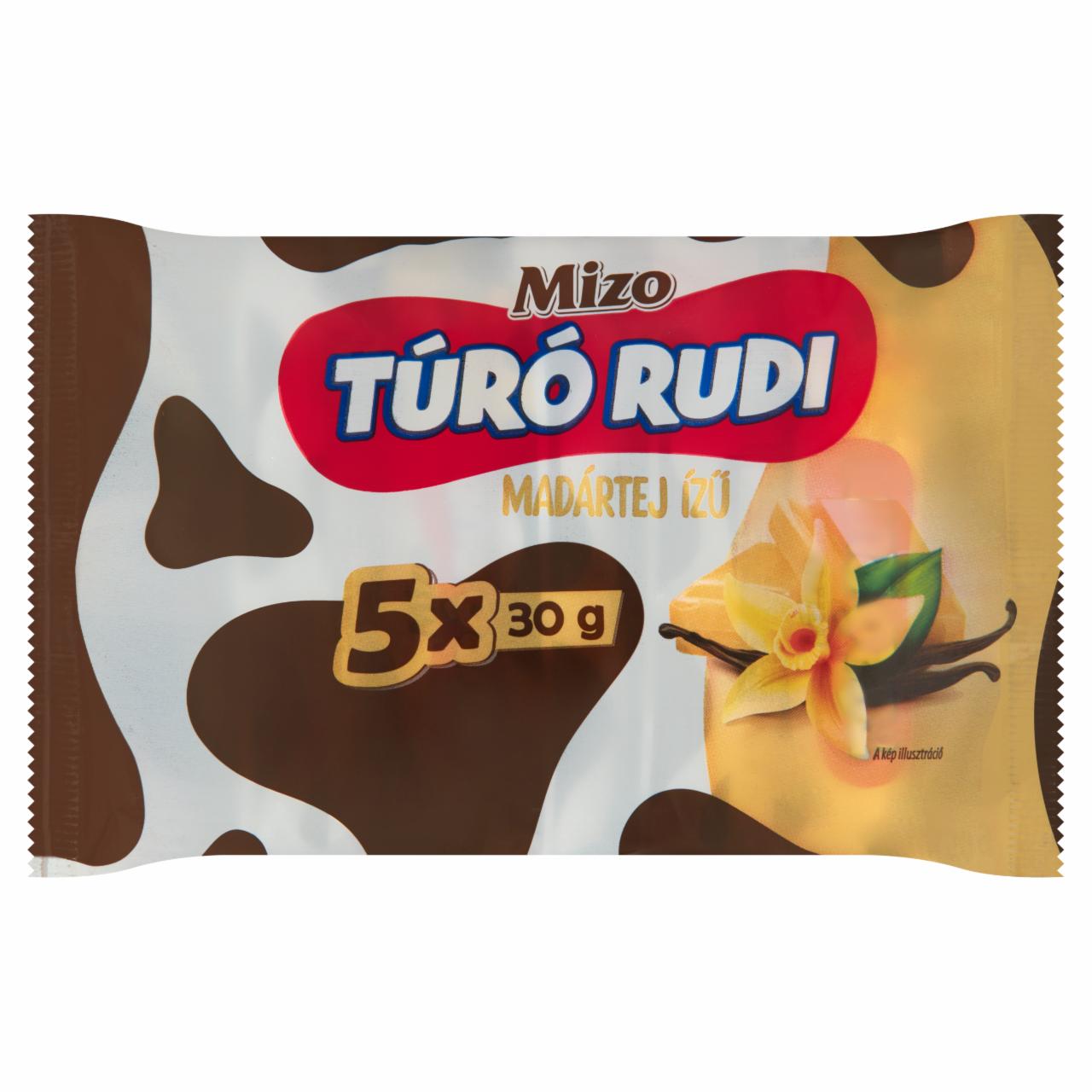 Képek - Mizo Túró Rudi madártej ízű krémmel töltött túródesszert, fehér bevonattal 5 x 30 g (150 g)