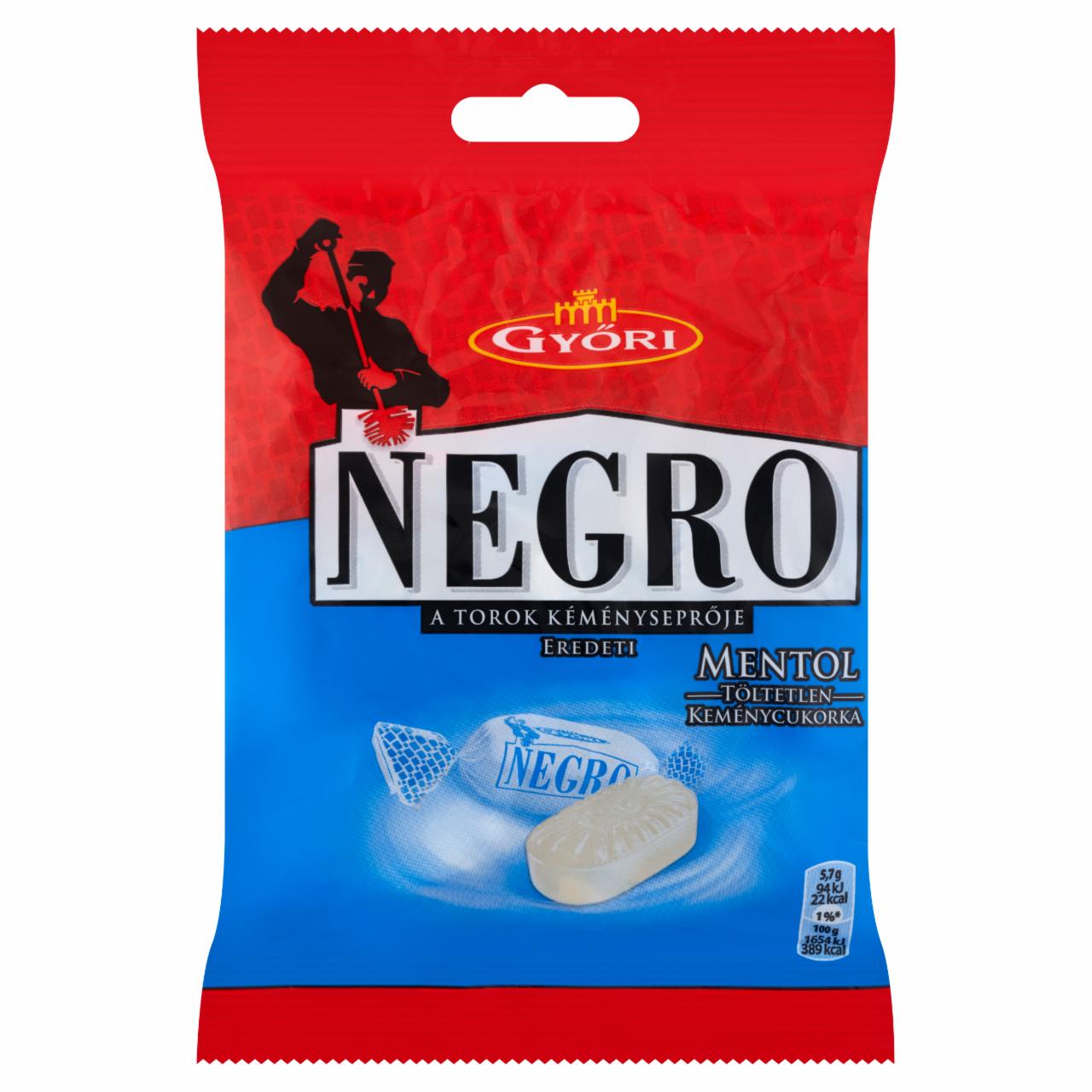 Képek - Győri Negro mentol ízű töltetlen keménycukorka 79 g