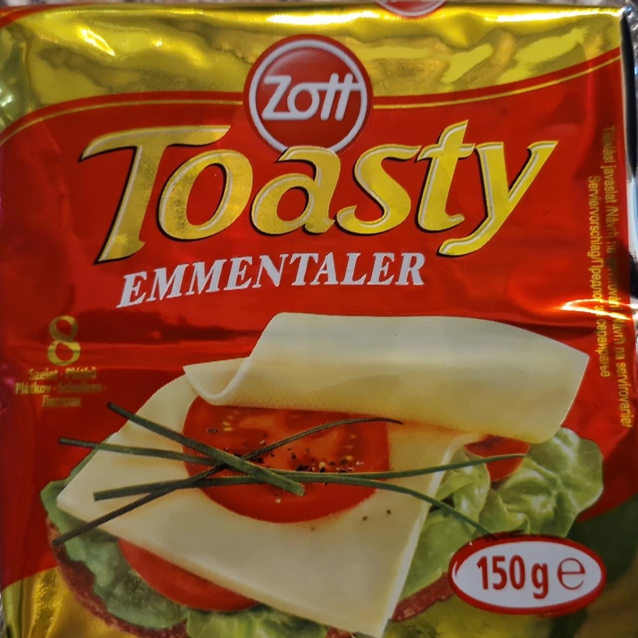 Képek - Zott Toasty Emmentaler szeletelt, ementáli ízű, zsíros ömlesztett sajt 8 x 18,75 g (150 g)