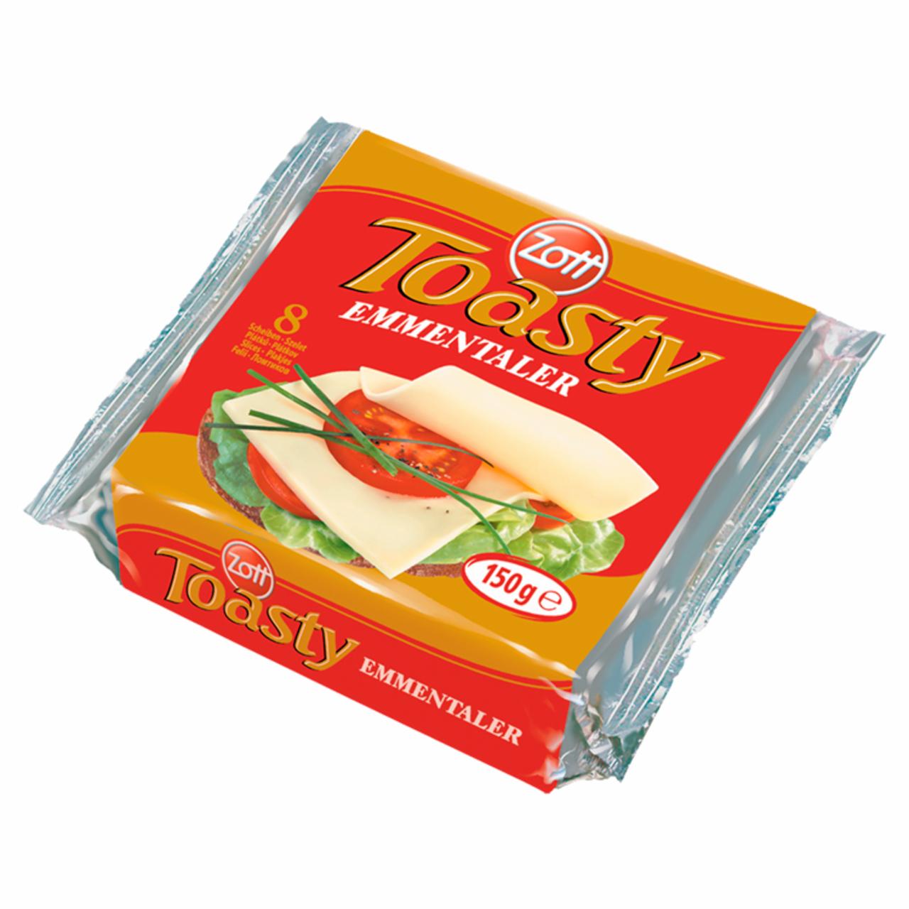 Képek - Zott Toasty Emmentaler szeletelt, ementáli ízű, zsíros ömlesztett sajt 8 x 18,75 g (150 g)