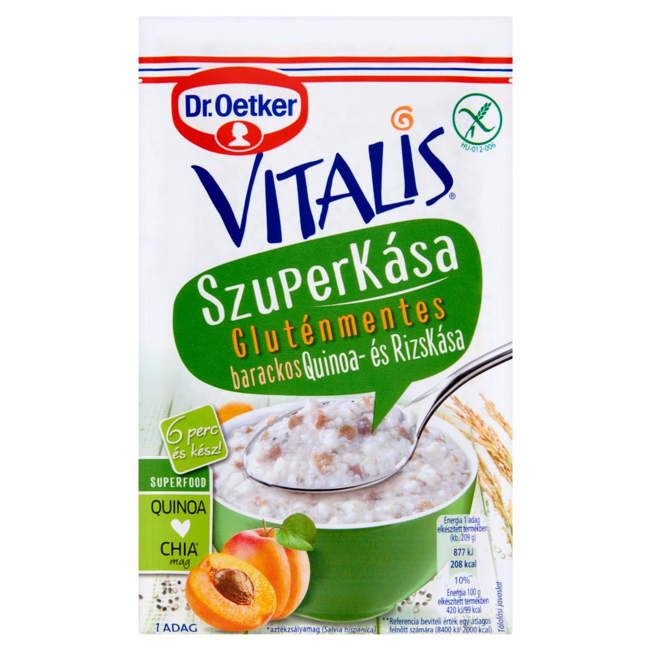 Képek - Dr. Oetker Vitalis Szuperkása gluténmentes barackos quinoa- és rizskása alappor 59 g