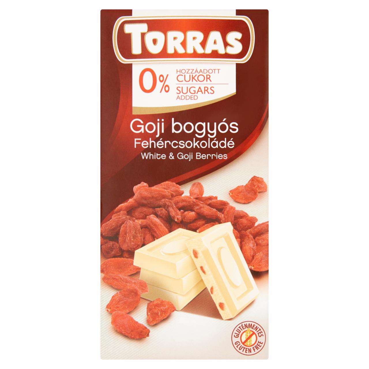 Képek - Torras goji bogyós fehércsokoládé hozzáadott cukor nélkül, édesítőszerrel 75 g