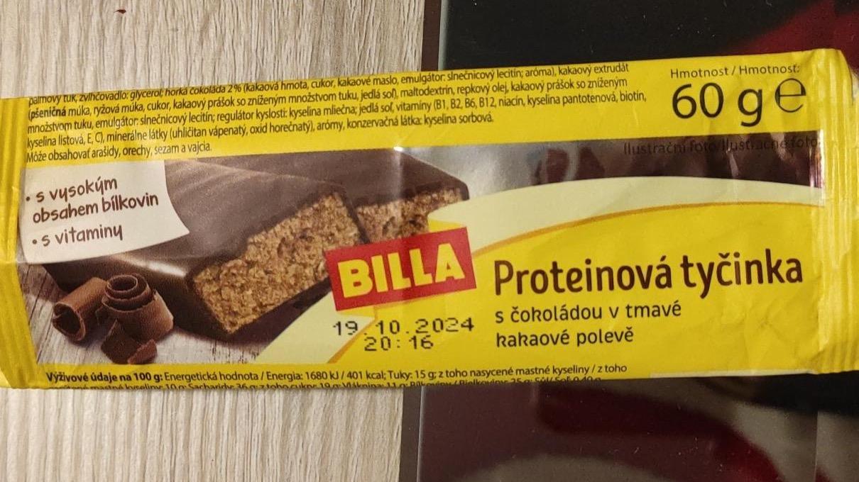 Képek - Proteinová tyčinka s čokoládou v tmavé kakaové poleve Billa