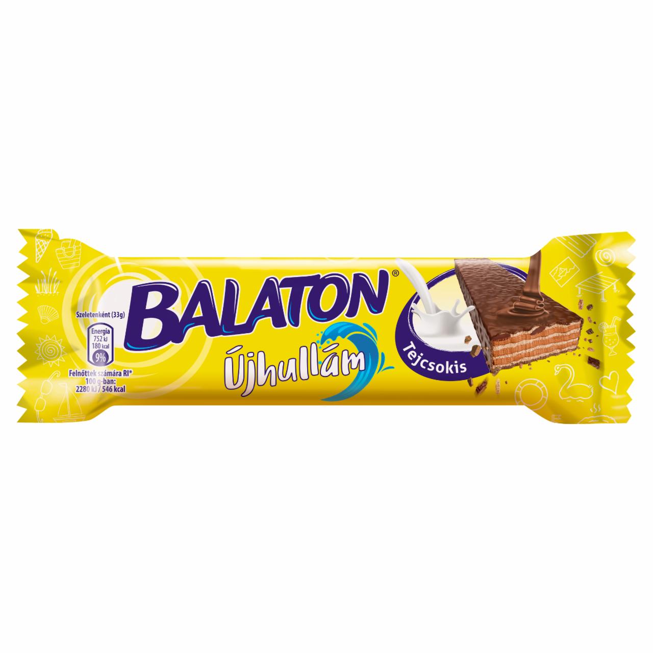 Képek - Balaton Újhullám tejcsokoládéval mártott, kakaós krémmel töltött ostya 33 g