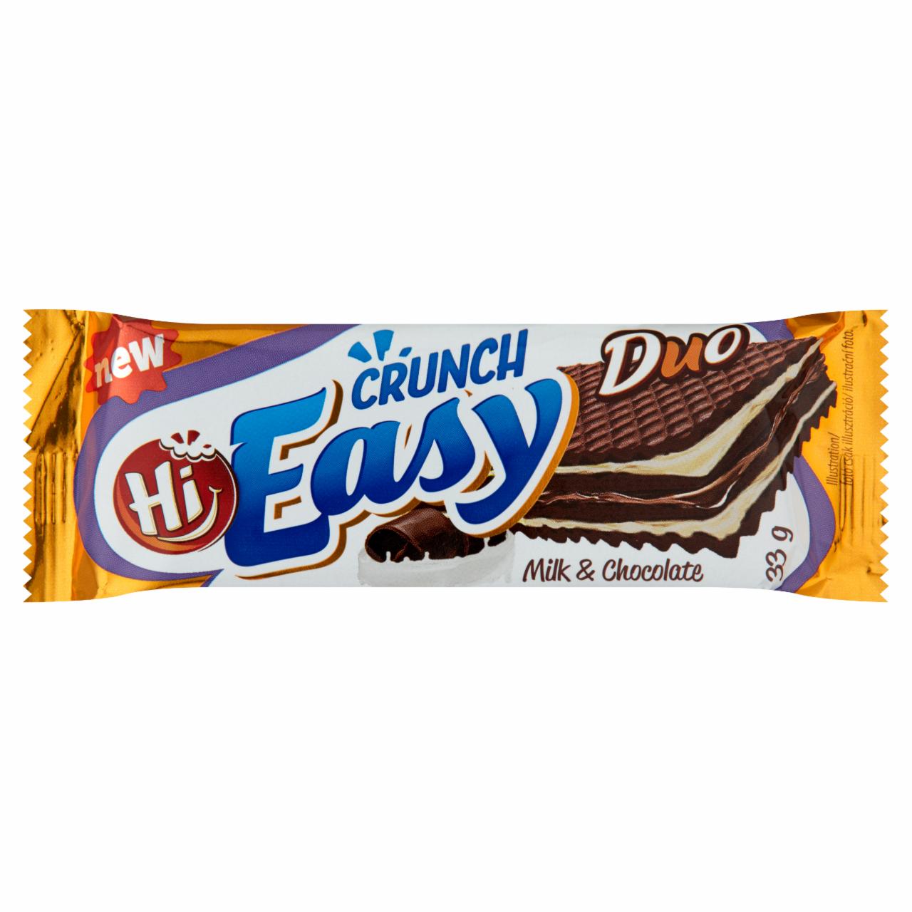 Képek - Hi Easy Crunch Duo tejszín és csokoládé ízű krémmel töltött kakaós ostya 33 g