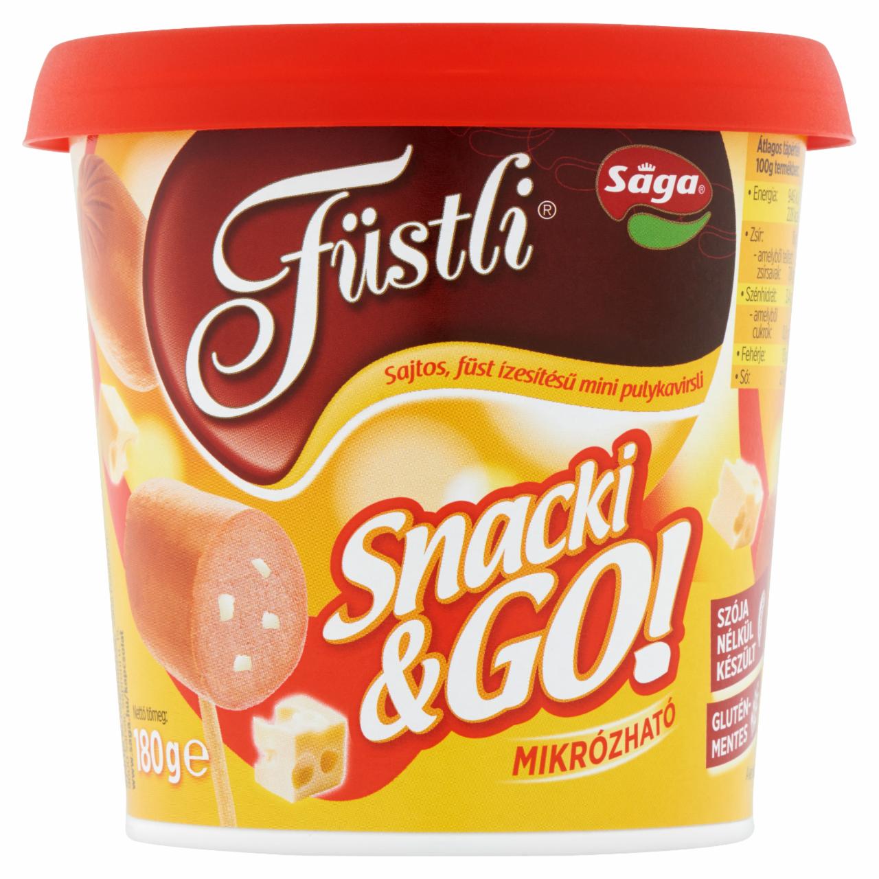 Képek - Sága Füstli Snacki & Go! sajtos, füst ízesítésű mini pulykavirsli 180 g