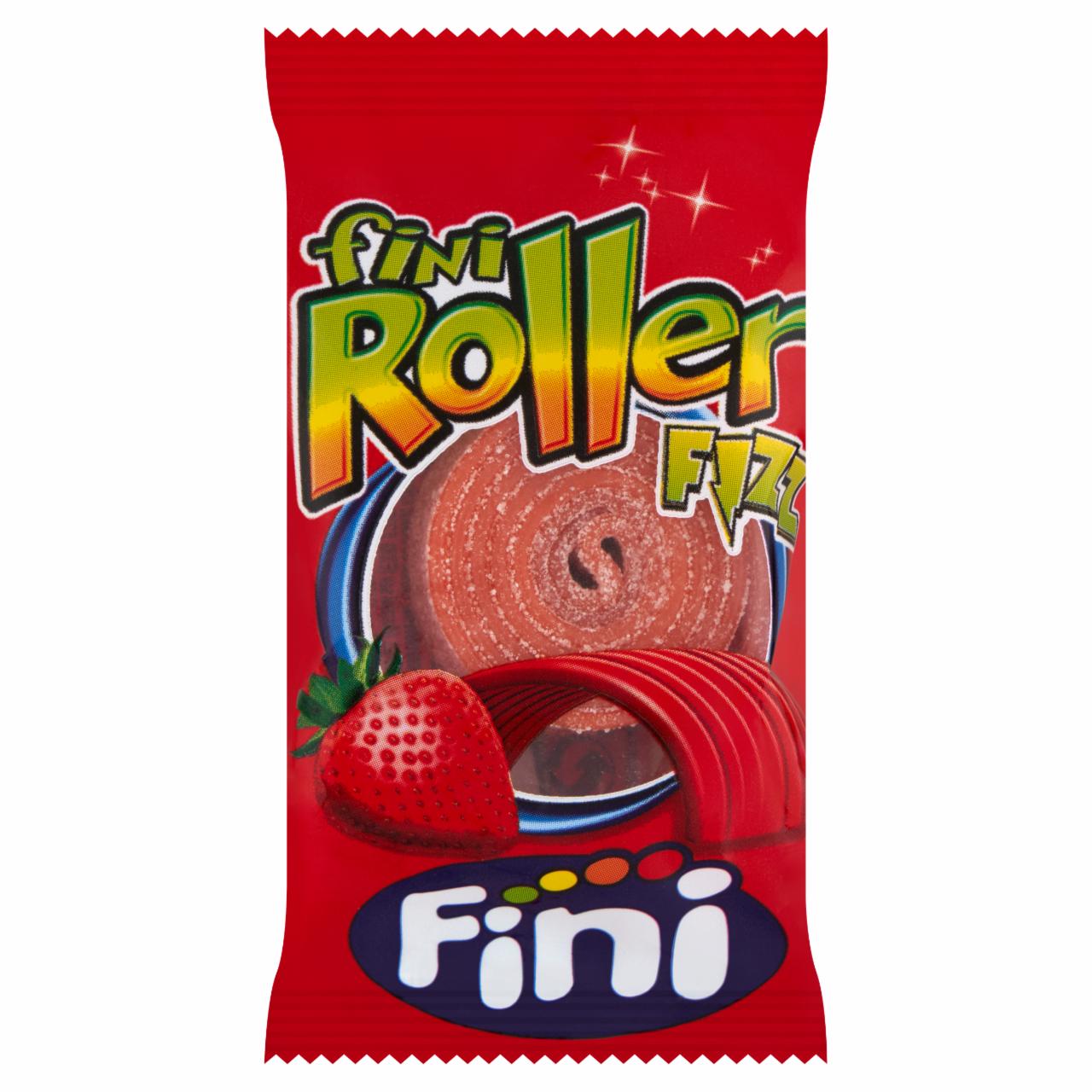Képek - Fini Roller Fizz eper ízű gumicukorszalag savanyú cukorporral panírozva 20 g