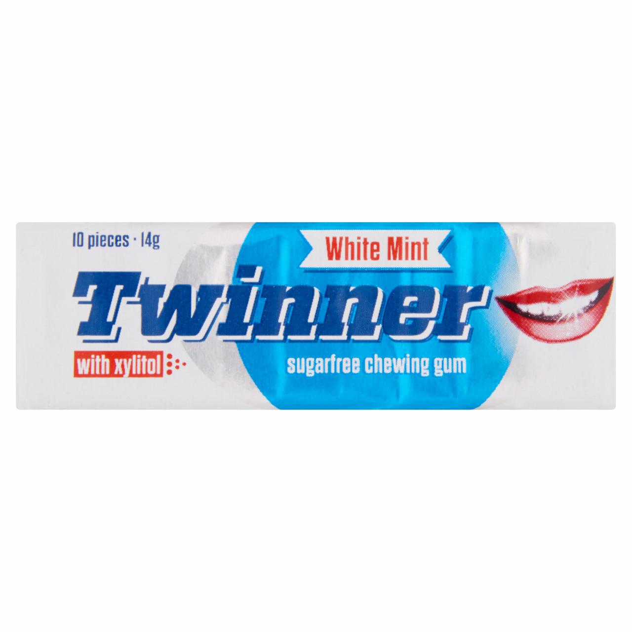 Képek - Twinner White Mint mentol ízesítésű cukormentes rágógumi édesítőszerekkel 14 g