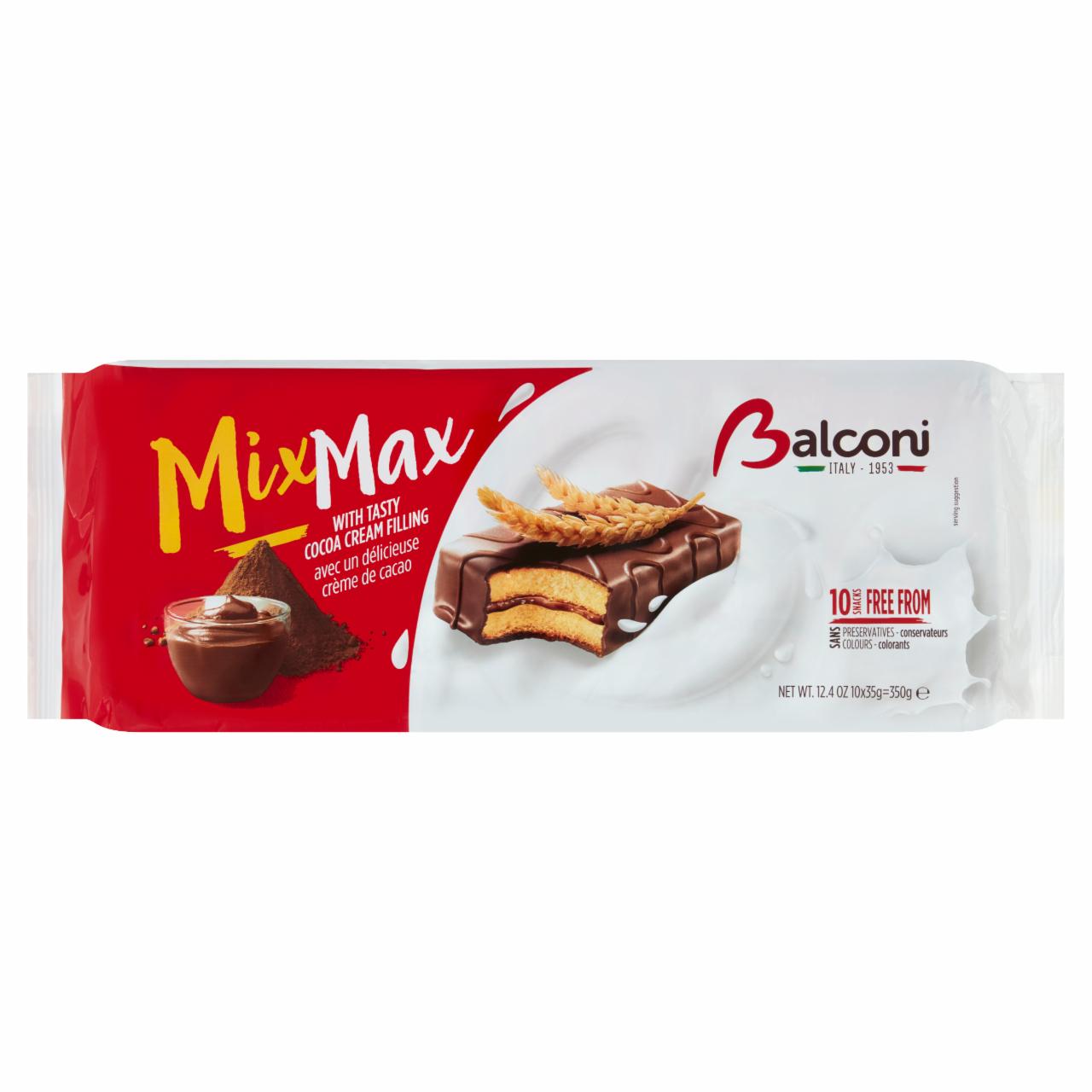 Képek - Balconi Mix Max édes sütőipari termék zsírszegény kakaótartalmú bevonattal 10 x 35 g (350 g)